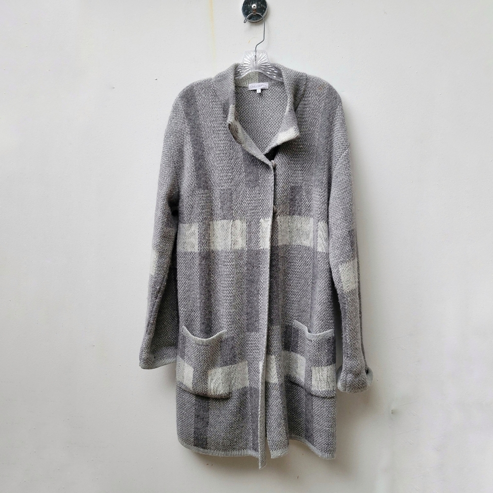 Dolce Stella Gray Wool Blend Long Cardigan Sweater Jacket XL